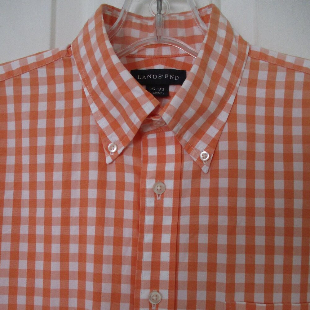 Lands' End Mens L/S Orange Cotton Button Down Dress Shirt - Size 15/32* or Small